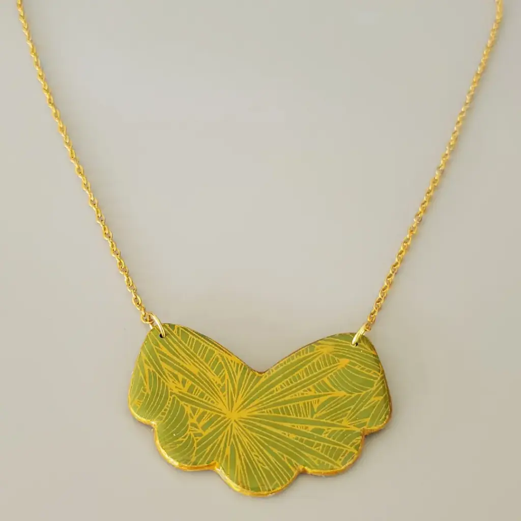 [COL00010] Collier vert olive et doré