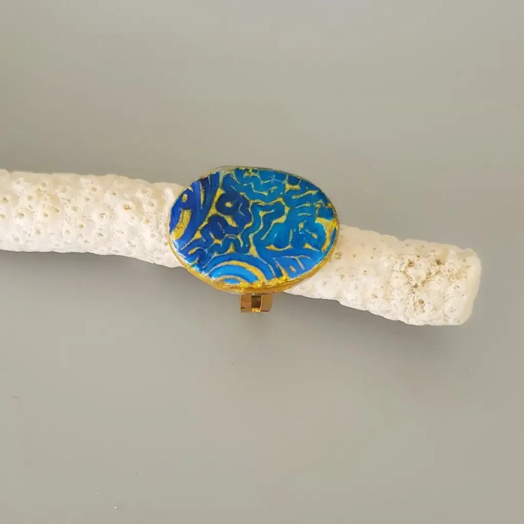 [BA0010] Bague bleue ovale 