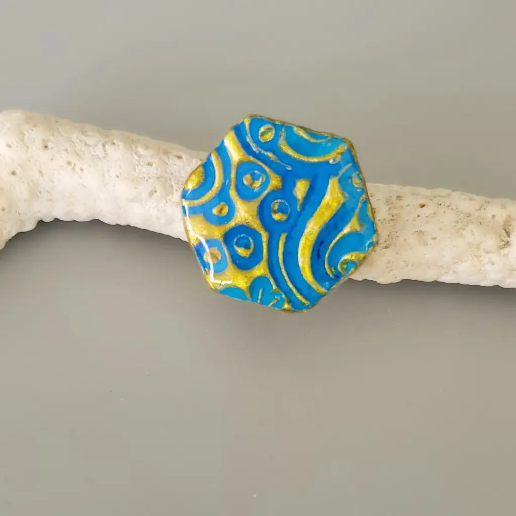 [BA0007] Bague bleue hexagonale 