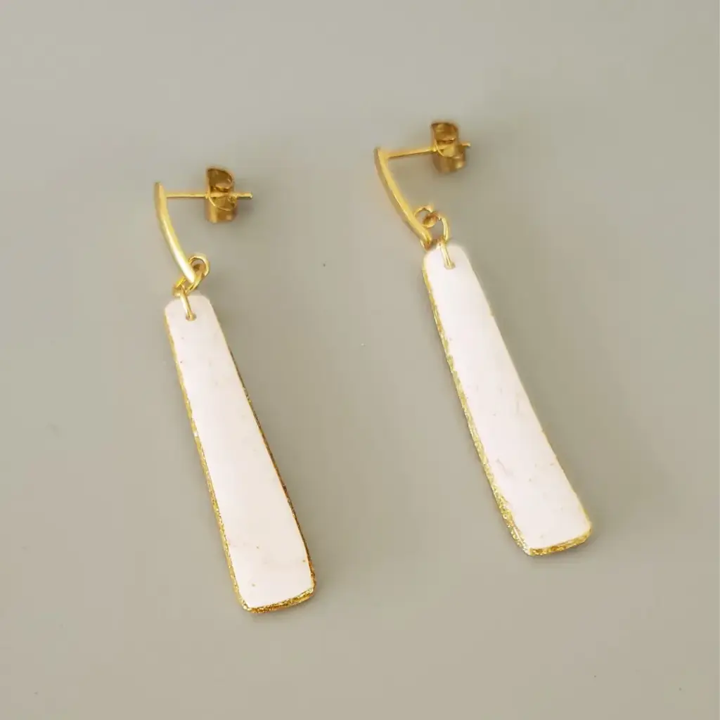 [BO00004] Boucles d'oreilles blanches marbrées