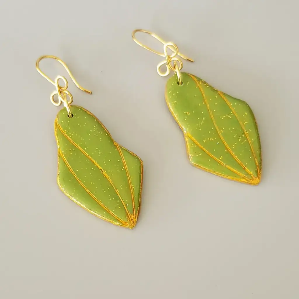 [BO00008] Boucles d'oreilles vert olive et doré