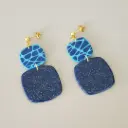 Boucles d'oreilles carré bleus paillettes