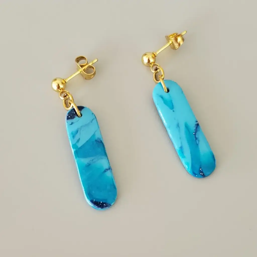 [BO00014] Boucles d'oreilles ovales bleues