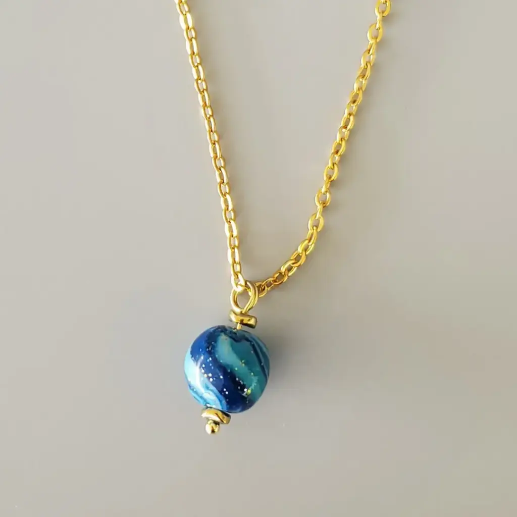[COL00014] Collier perle multi-bleues