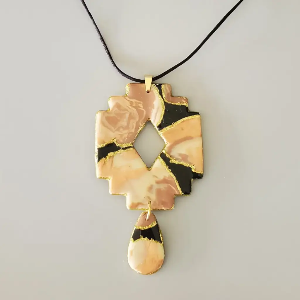 [COL00015] Collier Aztèque Sahara, noir et doré