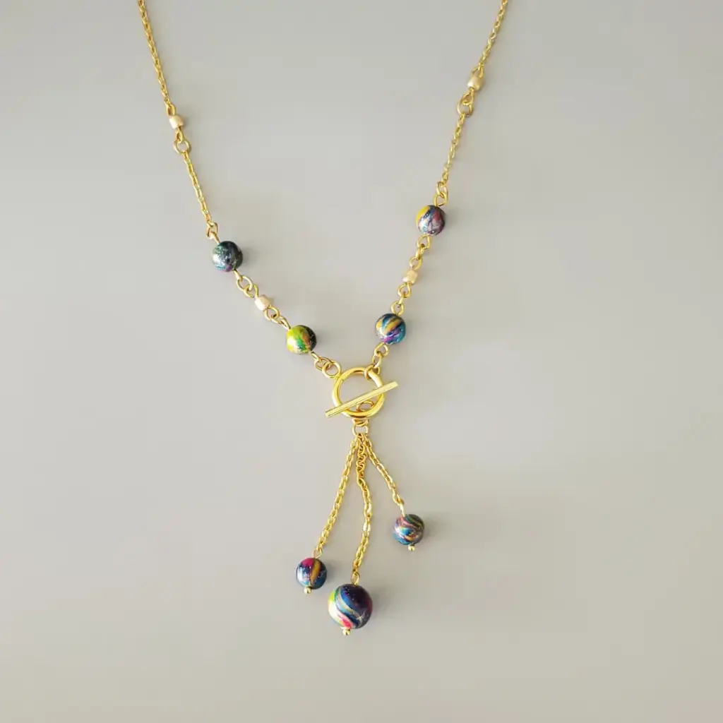 [COL00021] Collier 4 en 1 en perles noires et doré