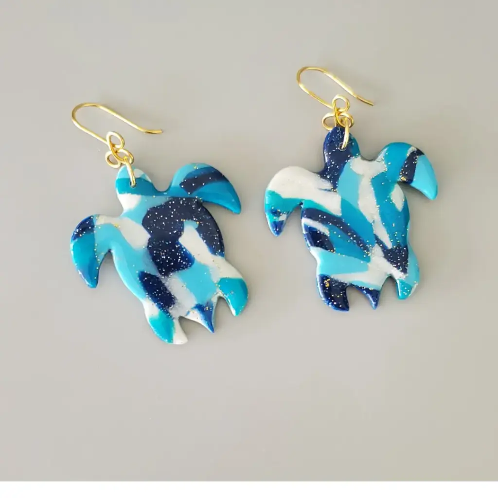 [BO00018] Boucles d'oreilles Tortues multi-bleues 