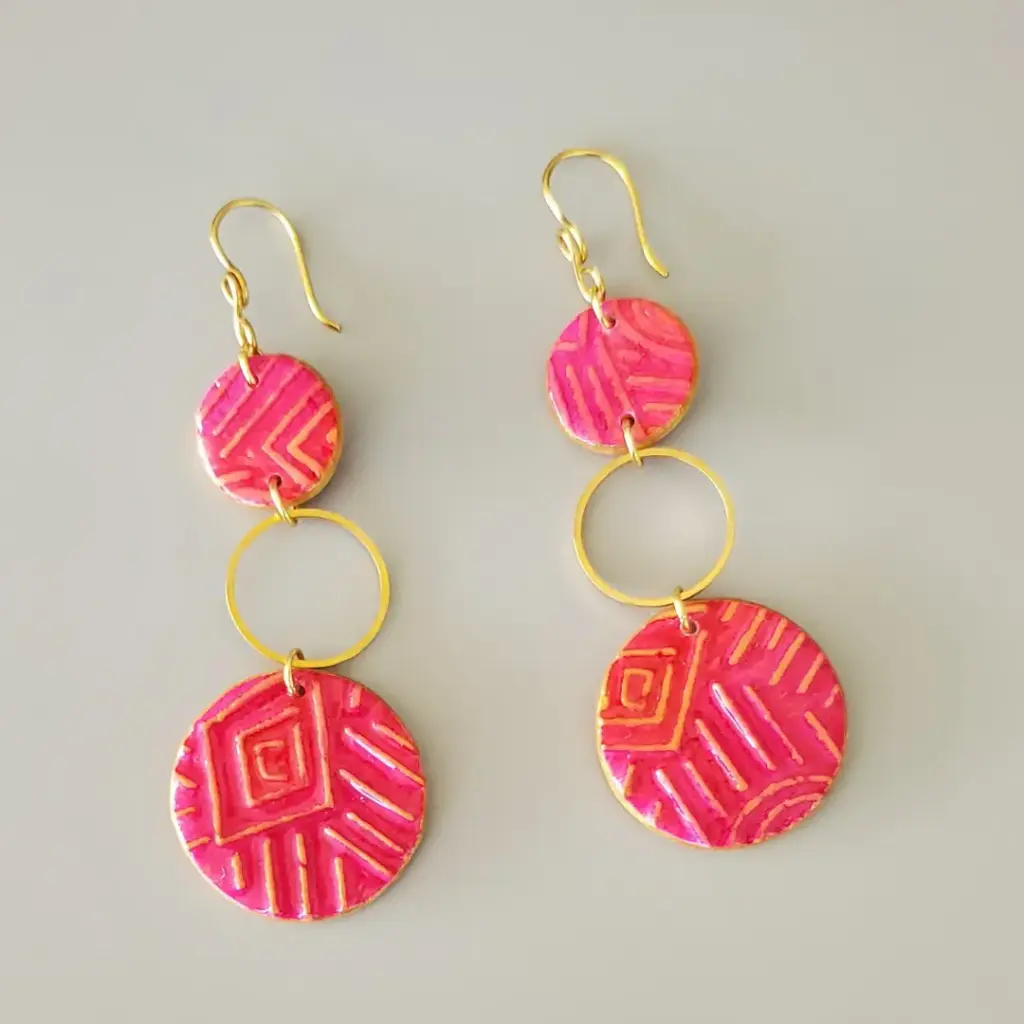[BO00025] Boucles d'oreilles triple cercles flamboyants