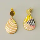Boucles d'oreilles bleues, jaune et doré