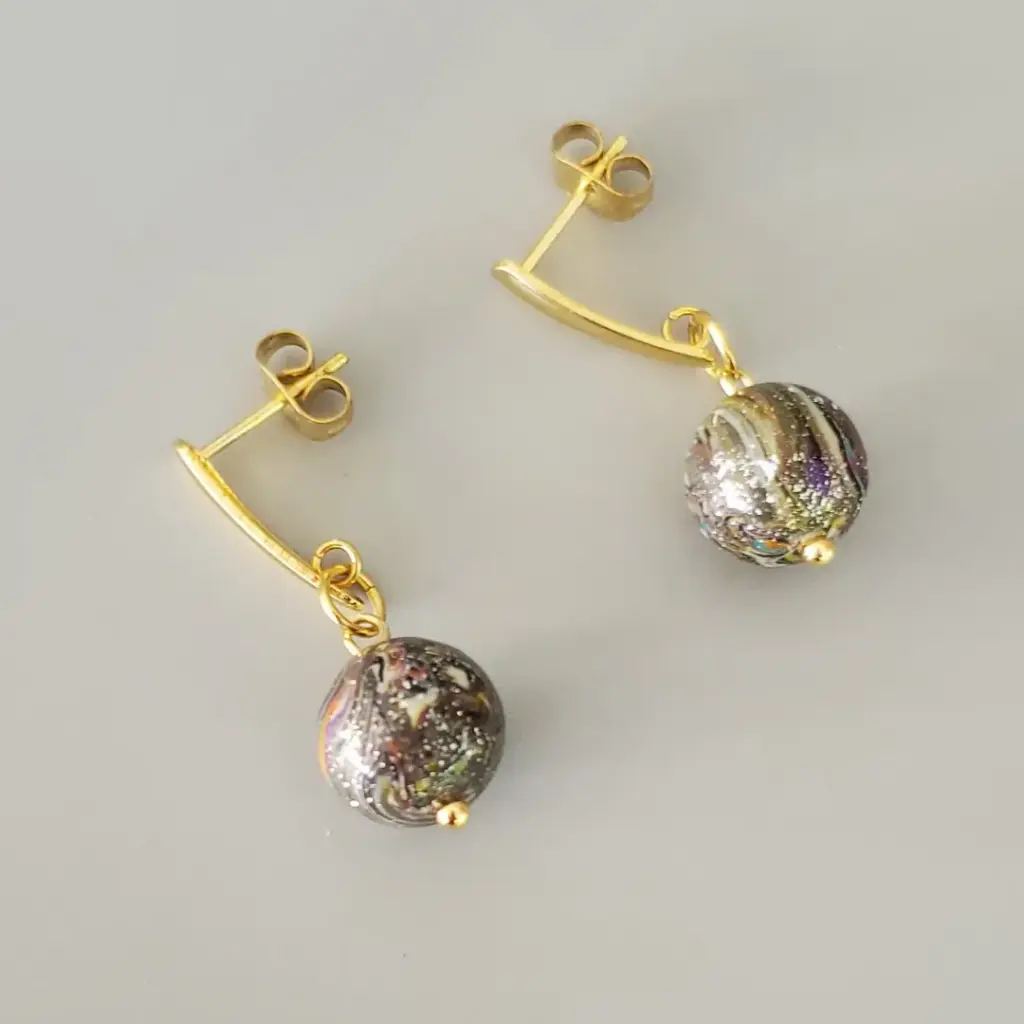 [BO00034] Boucles d'oreilles perles verte-noire