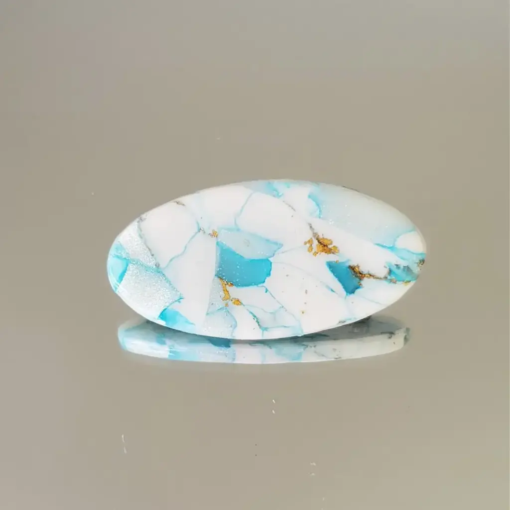 [BRO002] Broche turquoise claire et blanche