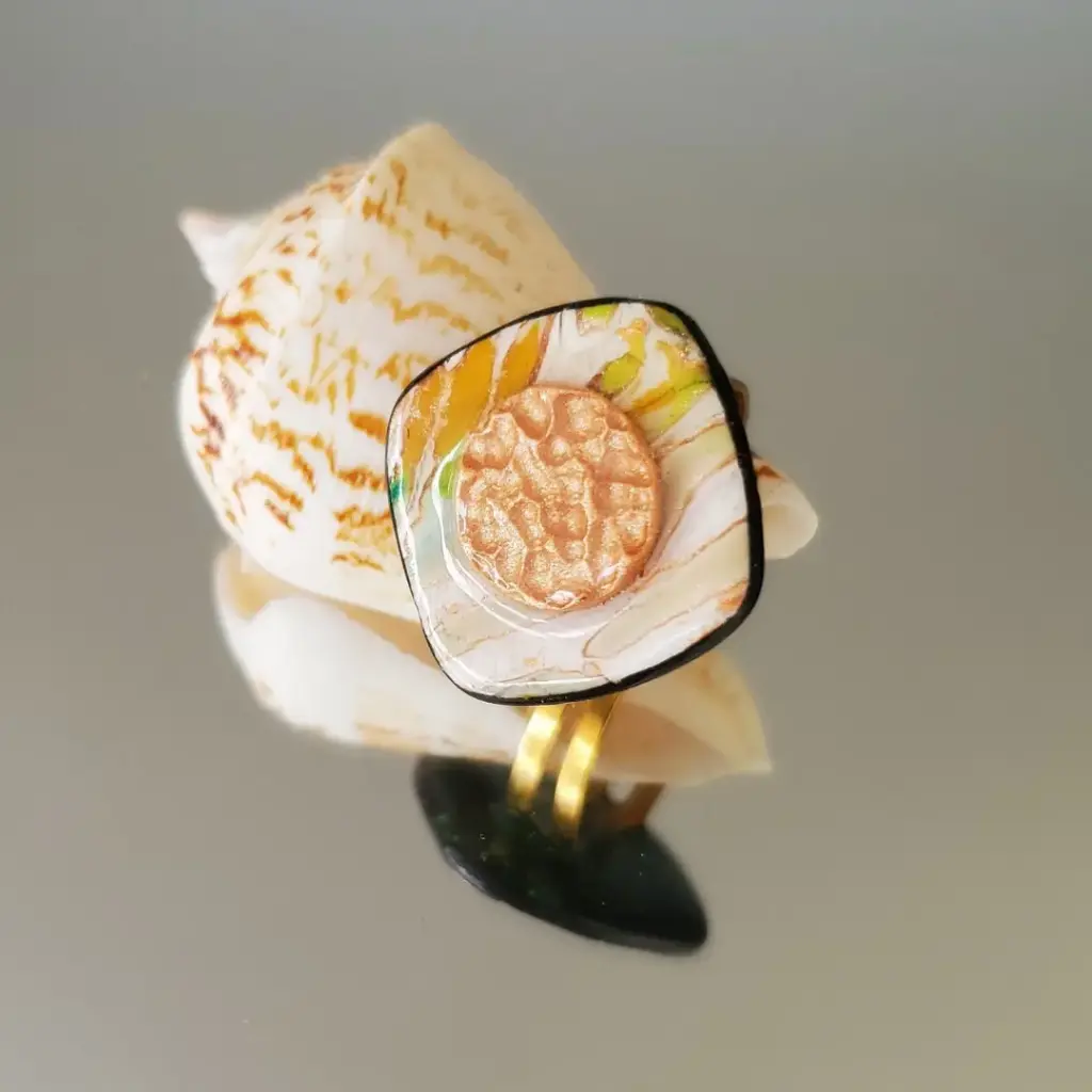 [BA0002] Bague cuivre, verte tendre et noire